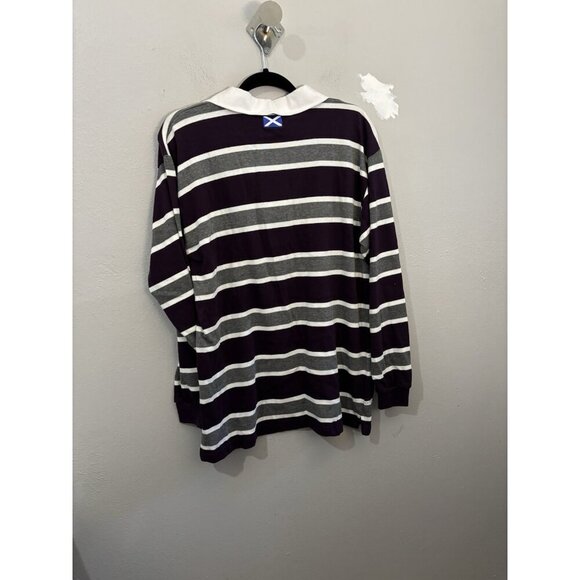 Rugby Nations Scotland striped polo long sleeve purple gray men small - Picture 8 of 14